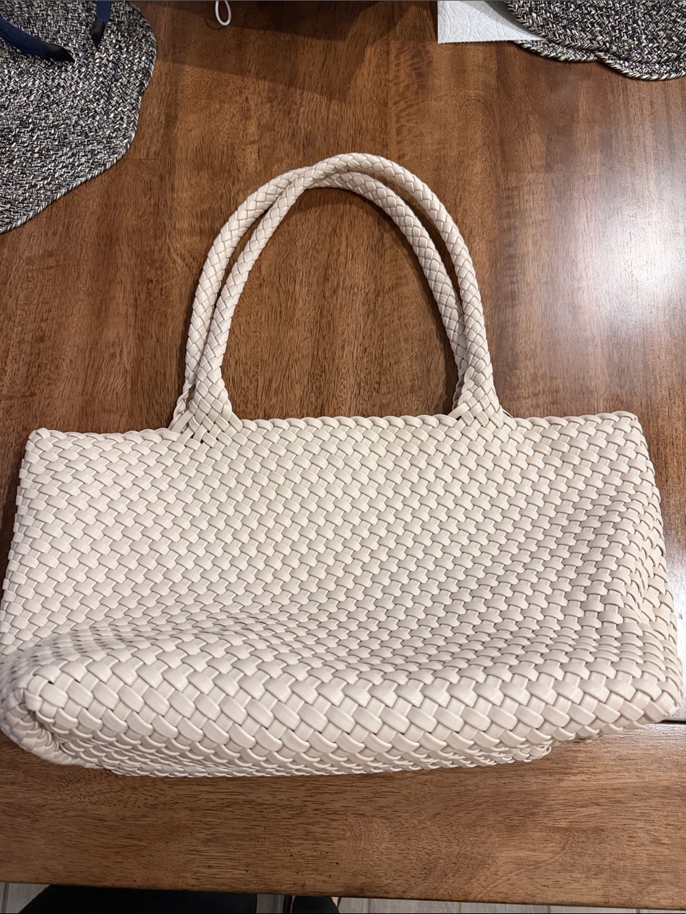 Woven Tote Handbag in Cream - Stylish Everyday Carry